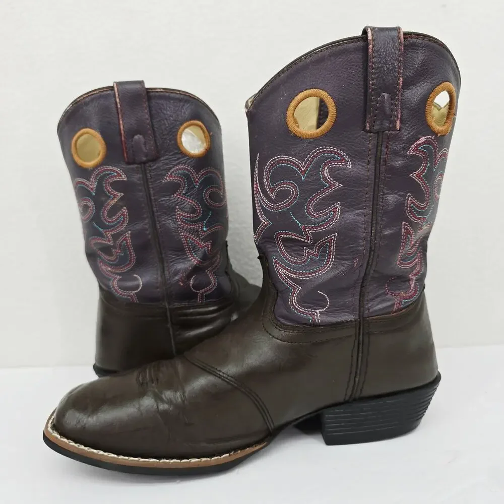Smoky Mountain Girl's Western Cowgirl Boots Purple Brown 6.5